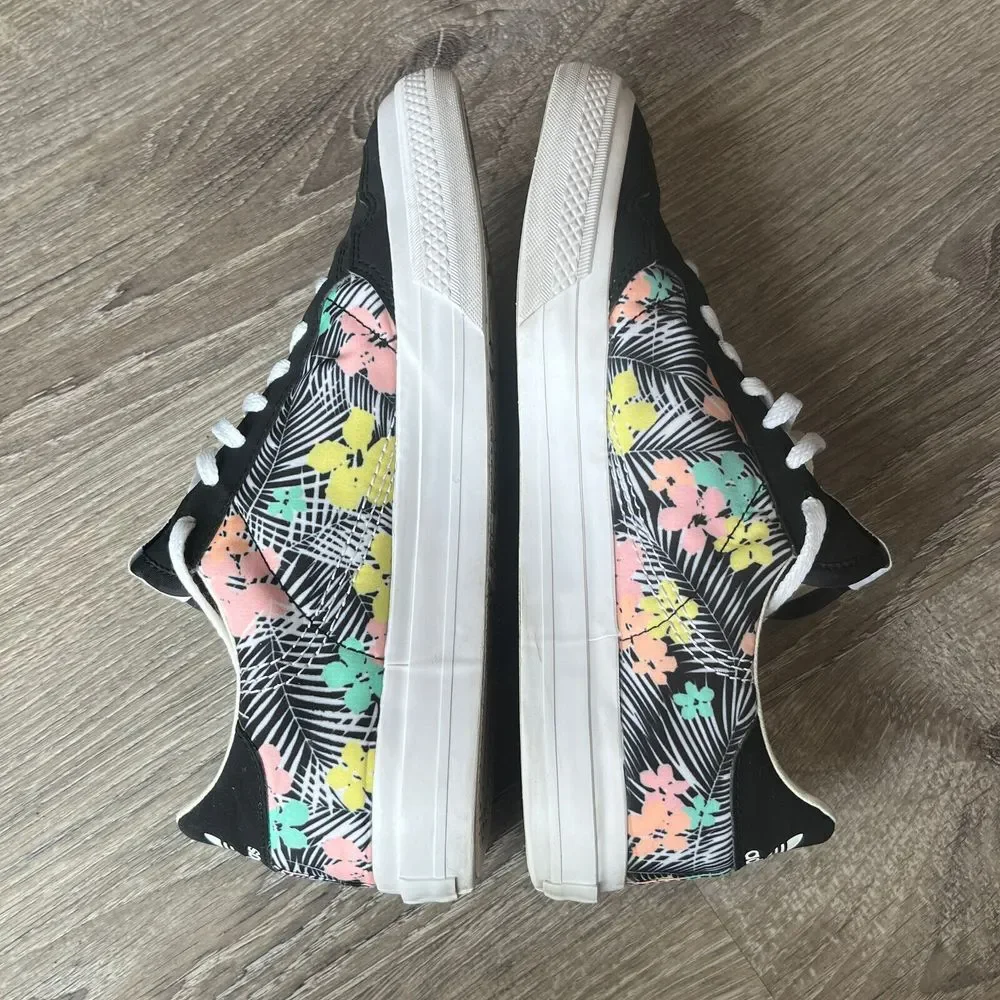 Adidas Continental Vulc J Black Floral Sneakers Mens‎ 7 Womens 9 EU 40